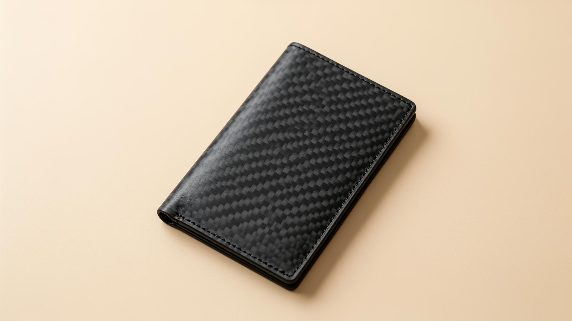 Portefeuille Core-Gadget en fibre de carbone sur fond clair